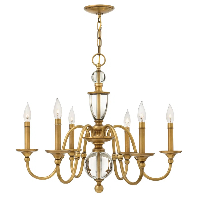 Hinkley Eleanor 6 - Light Candle Style Classic Chandelier with Crystal Accents