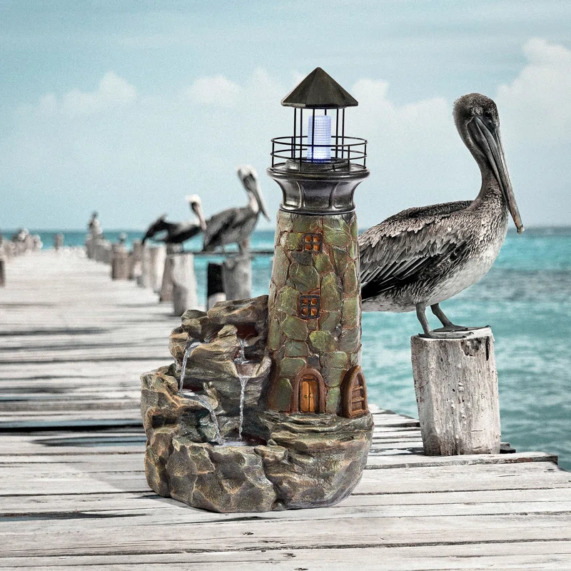 Design Toscano Seaside Lighthouse Stone Bubbling Fountain
