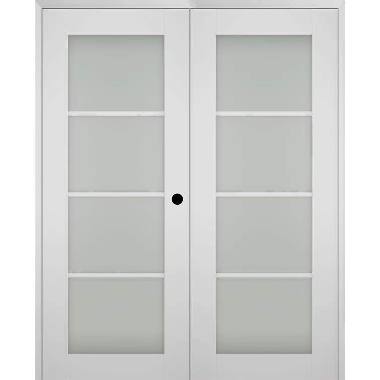Belldinni Smart Pro 4 Lite Paneled Manufactured Wood and Frosted Glass Interior Double Prehung Door