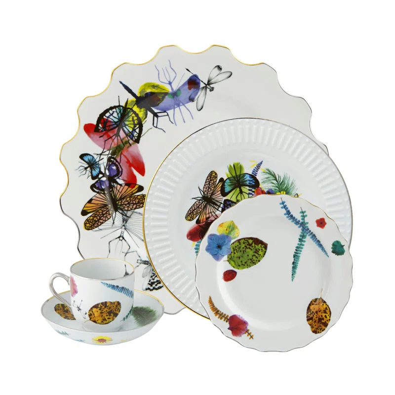 Caribe 5 Piece Handmade Porcelain China Dinnerware Set