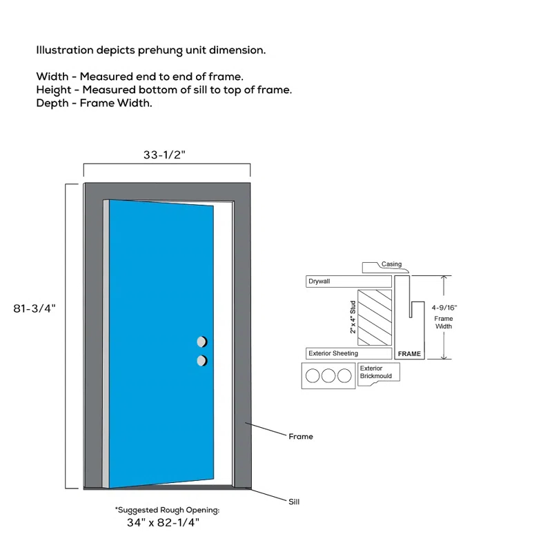 Rockport 32'' x 80'' Solid + Manufactured Wood Paneled Prehung Door