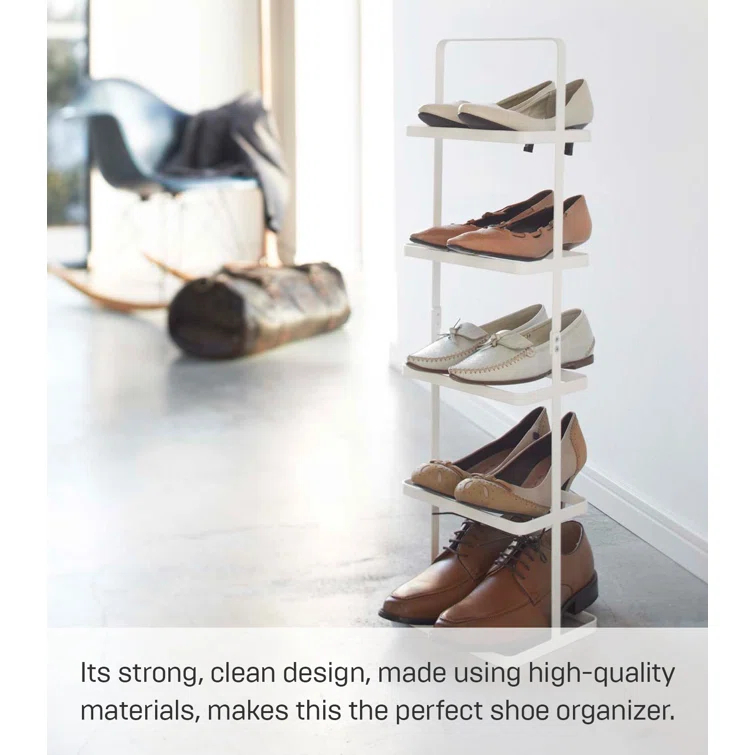 Yamazaki Home Steel Upright 5 Pair Shoe Rack with Handle
