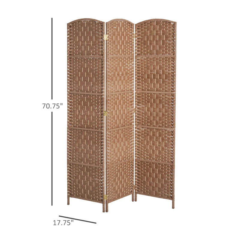 Gracie Oaks 6' Tall Wicker Weave 3 Panel Room Divider Privacy Screen