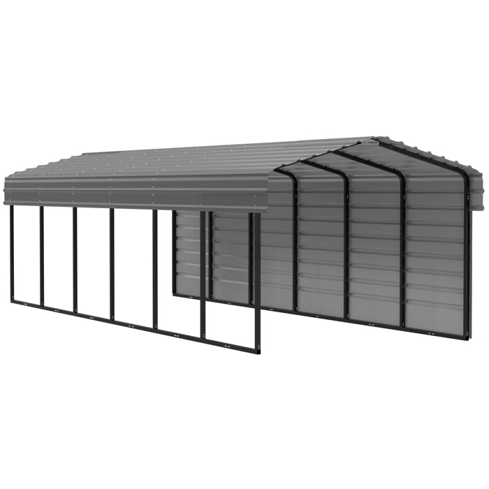 Arrow Arrow Steel Carport with 1 Side Wall Kit 10X29X7