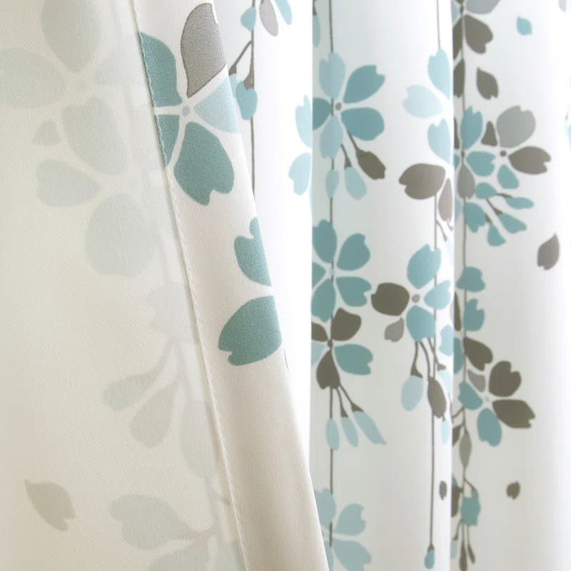 Lush Decor Weeping Flowers Floral Room Darkening Thermal Rod Pocket Curtain Panels (Set of 2)
