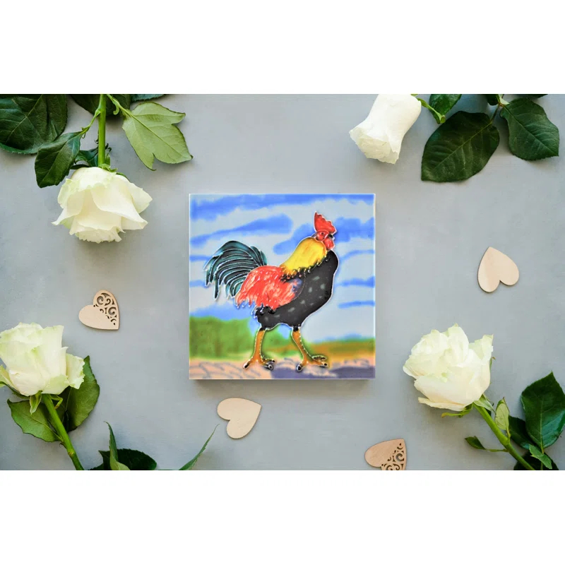 Continental Art Center 6'' x 6'' Glossy Hand Painted Ceramic