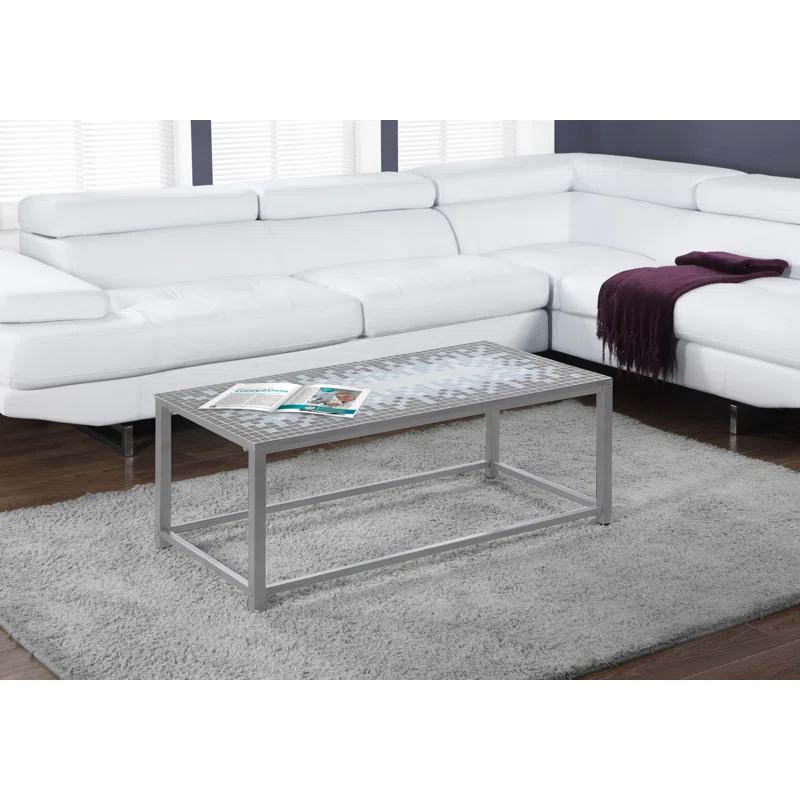 Wrought Studio™ Coffee Table, Accent, Cocktail, Rectangular, Living Room, 42" L, Metal, Tile