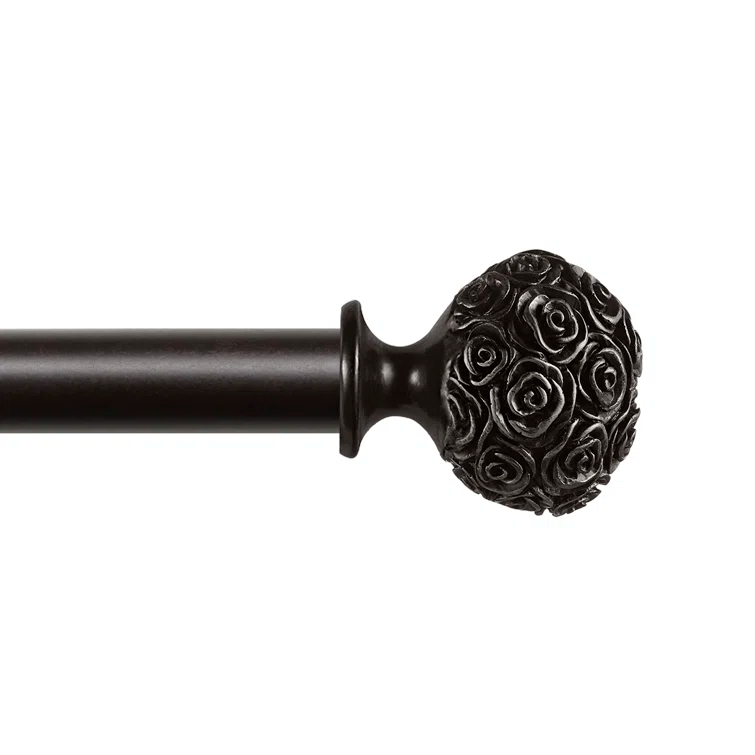 Rosdorf Park Etheredge Exclusive Home Peony 1" Curtain Rod and Coordinating Finial Set, Adjustable & Reviews | Wayfair