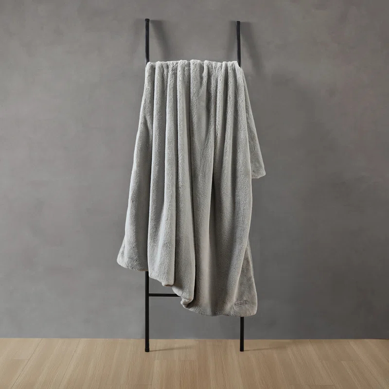 Kenneth Cole Faux Fur Solid Throw Blankets
