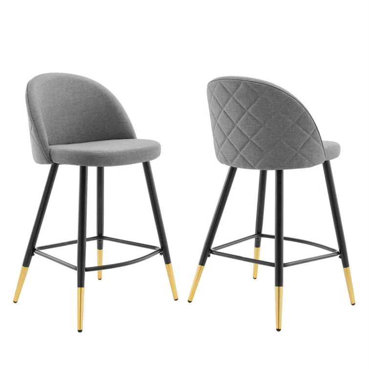 Everly Quinn Cordial Performance Velvet Counter Stools (Set of 2)