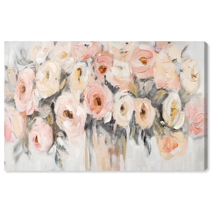 Art Remedy Coral Blush and Beige Floral Canvas Glam Floral Art by Art Remedy