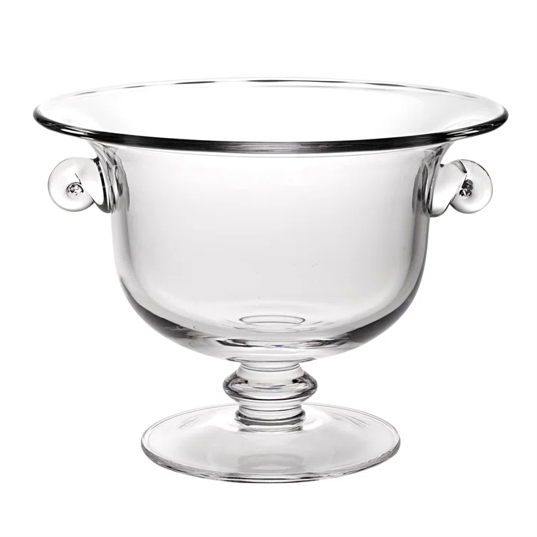 Wildon Home® Arpita 11" Clear Mouth  Blown Crystal Round Pedestal Centerpiece Bowl