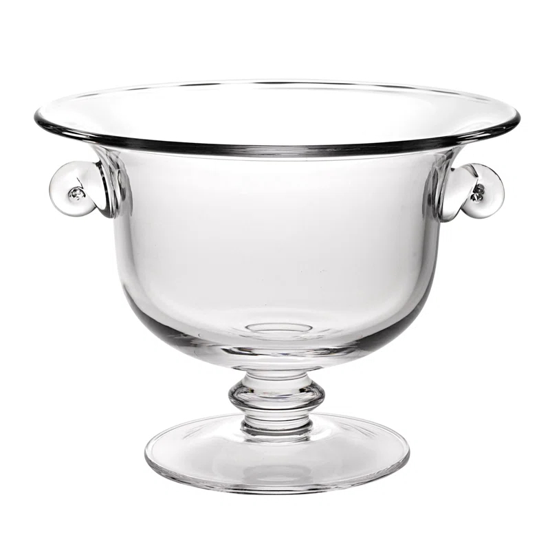 Wildon Home® Arpita 11" Clear Mouth  Blown Crystal Round Pedestal Centerpiece Bowl
