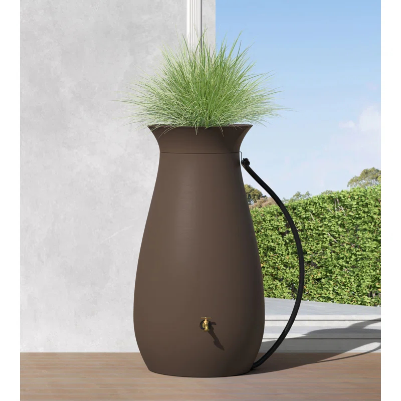 Algreen 65 Gallon Plastic Rain Barrel with Planter Top