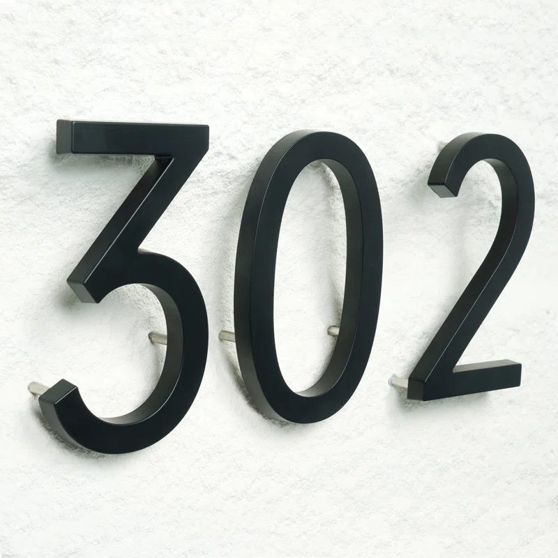 7" H Metal House Number Flush or Floating Mount, Clean Finished Look