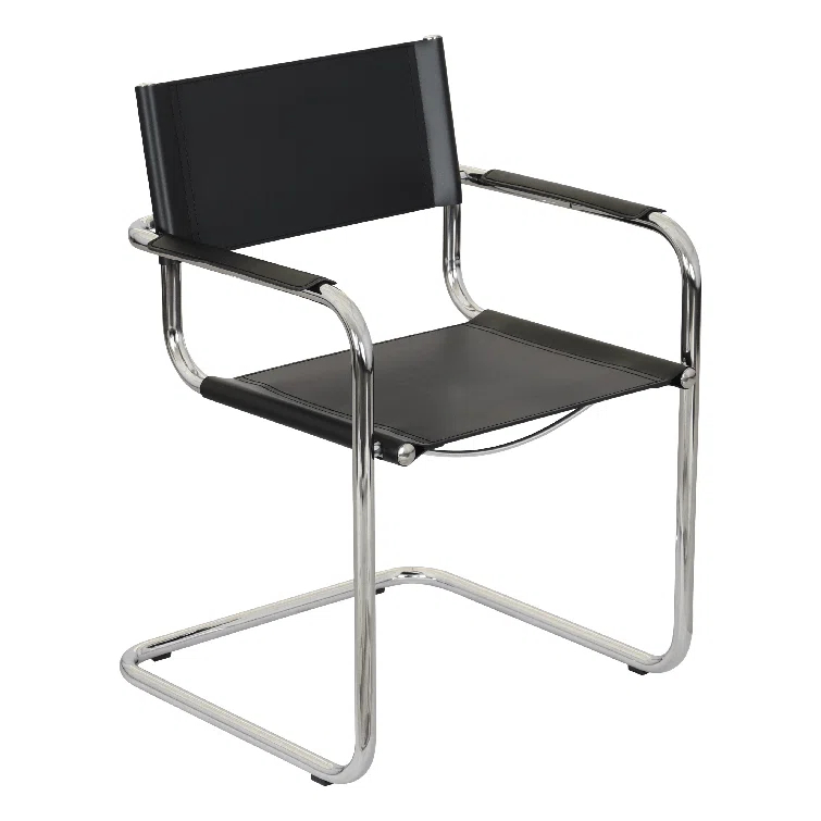 Breuer Chair Company Mart Stam Cantilever Armchair Arm Chair w/ Chrome-Plated Steel Frame (Various Bonded Leather Colors)