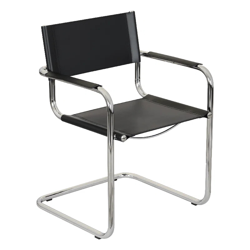 Breuer Chair Company Mart Stam Cantilever Armchair Arm Chair w/ Chrome-Plated Steel Frame (Various Bonded Leather Colors)