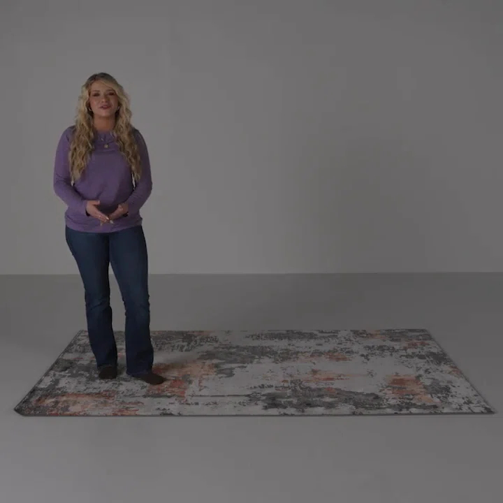 Steelside™ Ettinger Abstract Gray/Orange Area Rug