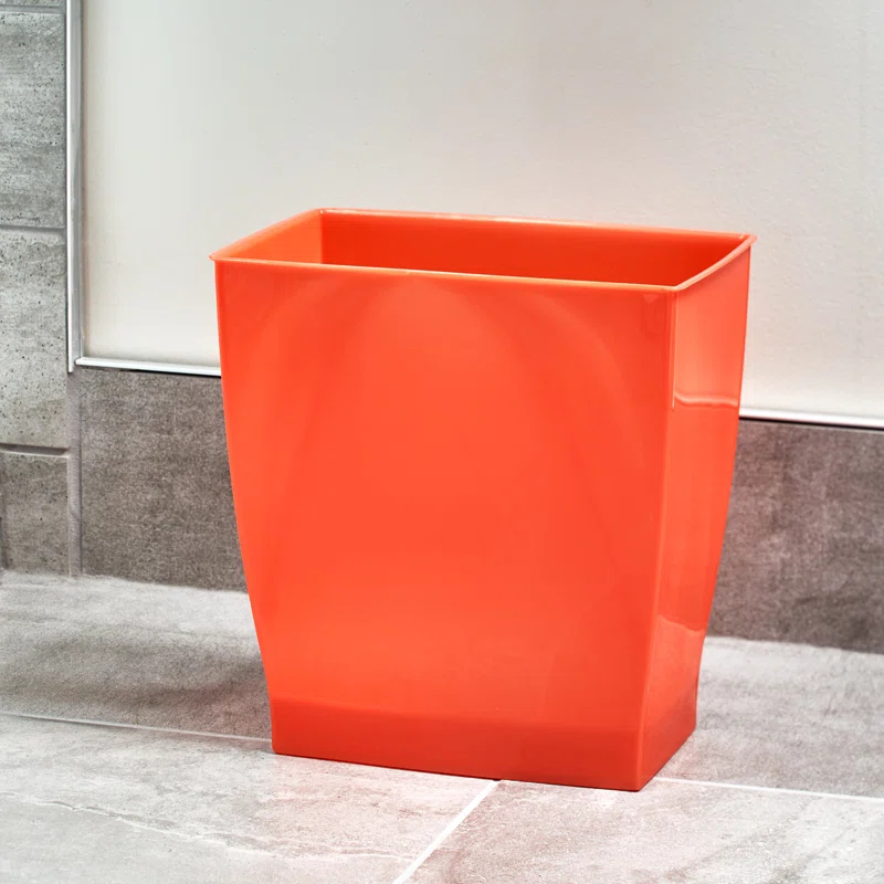 iDesign Mono BPA-Free Plastic Rectangular Waste Basket - 11.25" x 7.5" x 12", Tango Orange