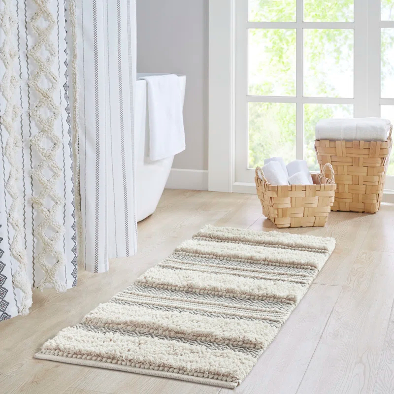 INK+IVY Asher Cotton Blend Bath Rug with Non-Slip Backing