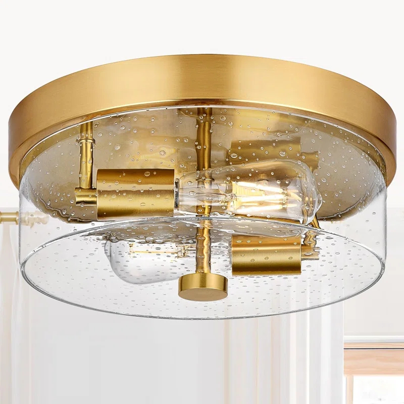 Flush Mount Ceiling Light Fixtures, 2-Light and Ceiling Mount for Farmhouse with Glass Lampshade