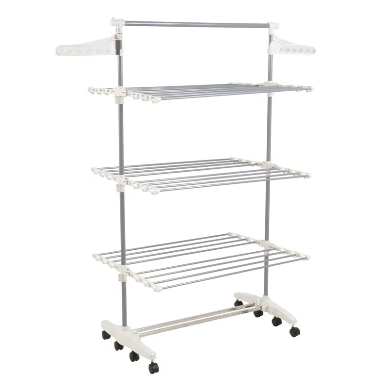 Everyday Home Heavy-Duty 3-Tier Laundry Rack - Stainless-Steel Indoor Clothing Organization and Storage Shelf for Hanging, Folding, or Drying by Everyday Home
