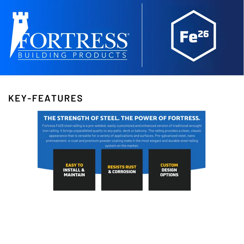 Fortress Building Products Fe26 Axis Steel Railin.g Level Panel