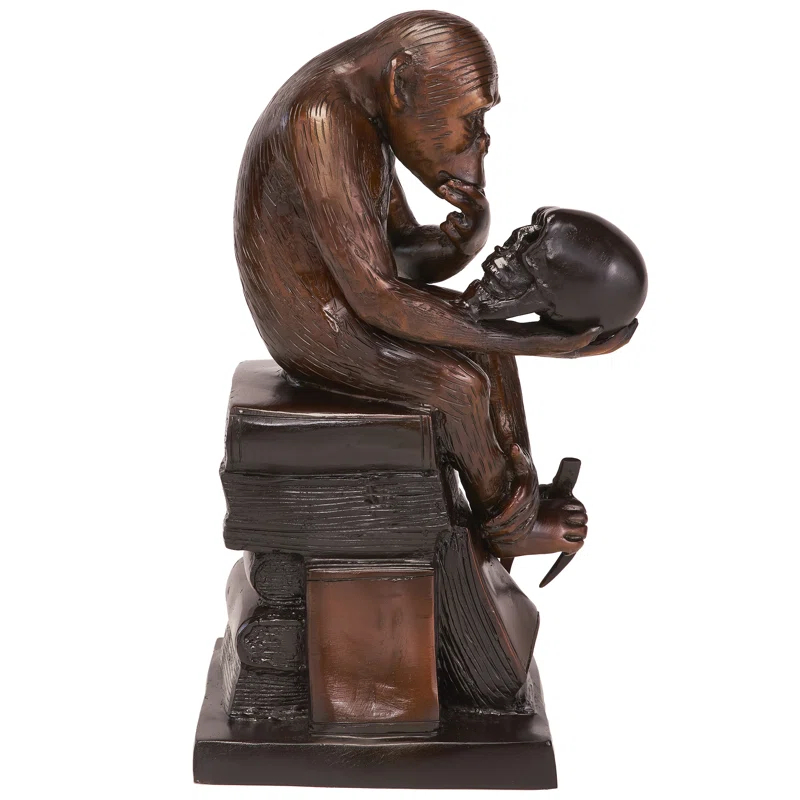 Design Toscano Darwin's Ape Thinker Cast Bronze Figurine