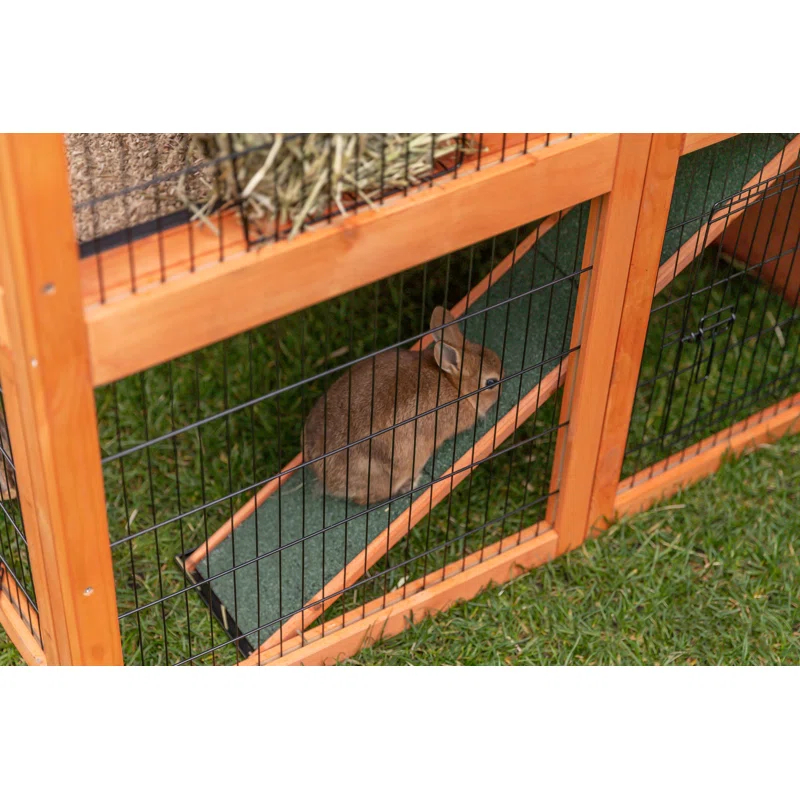 TRIXIE Deluxe 2-Story Rabbit Hutch with Run, Attic Storage Ramp, Ideal for Rabbits Guinea Pigs