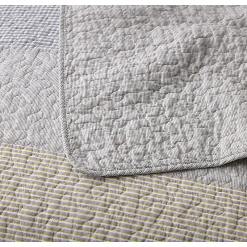 Chezmoi Collection Rene Lightweight Boho Chic Striped Cotton Quilt Set