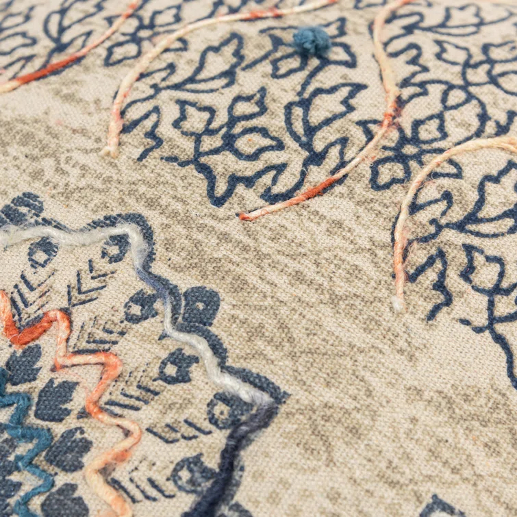Rizzy Home Reclaimed Sari Silks Embroidered Cotton Throw Pillow