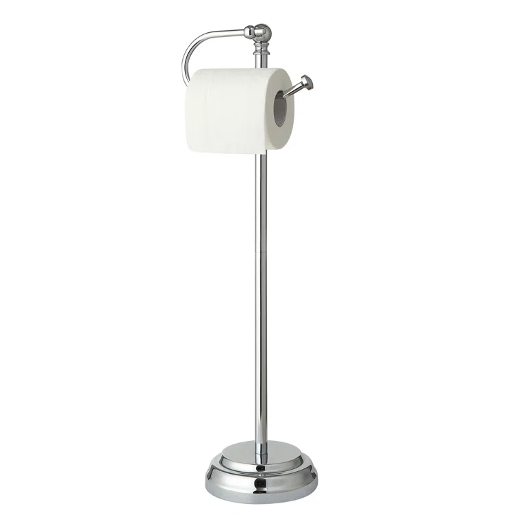 SunnyPoint Bathroom Free Standing Toilet Paper Roll Holder Stand WF-HLS-KD-02CH