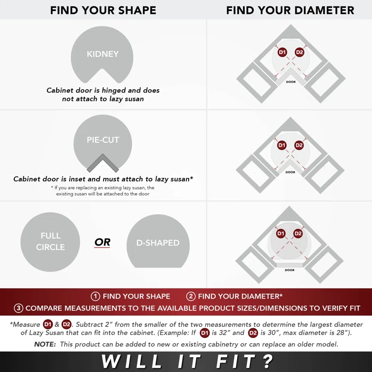 Rev-A-Shelf Rev-A-Shelf Solid Surface Kidney Lazy Susan for Corner Base Cabinet with Swivel Bearing