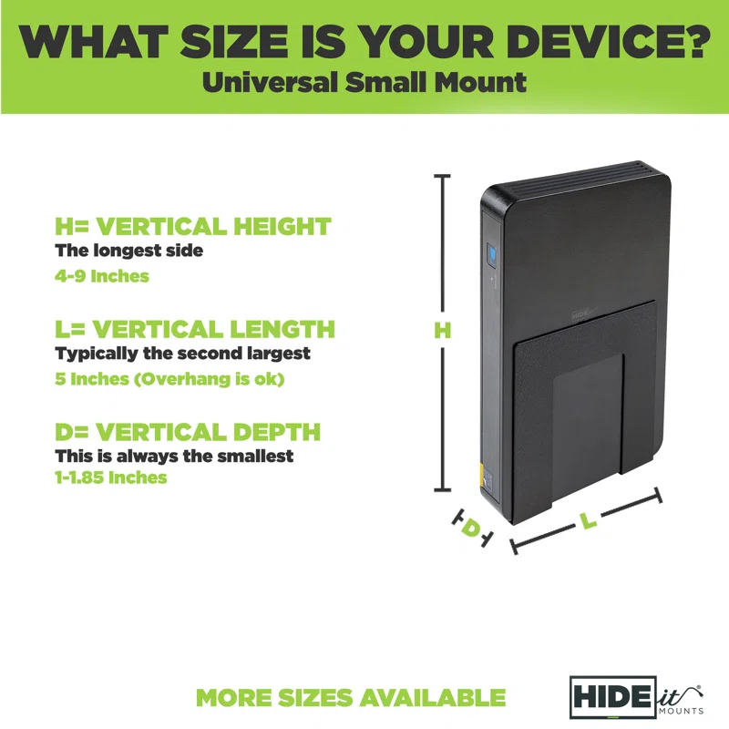 HIDEit Mounts HIDEit Uni-S | Adjustable Small Electronics, Cable Box Mount + Small Computer Mount