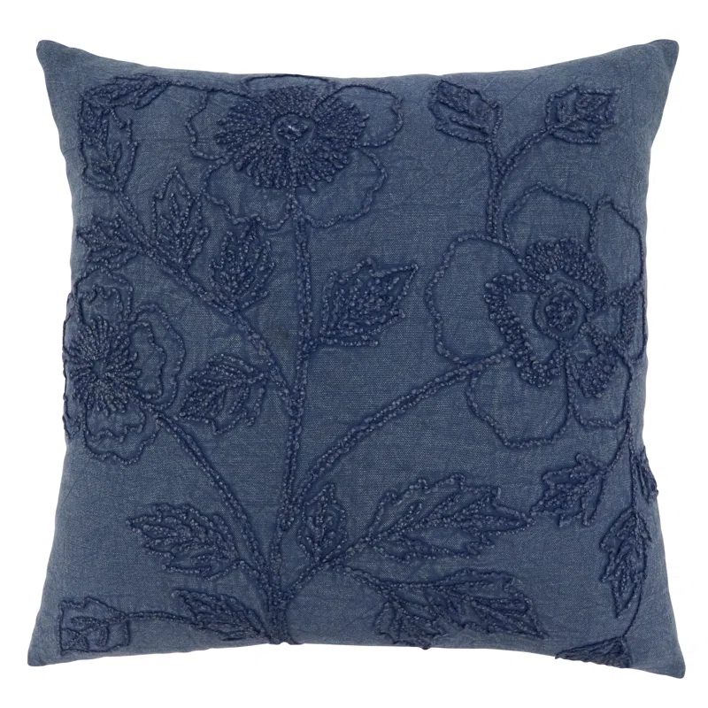 Saro Genevieve Collection Appliqued Cotton Throw Pillow