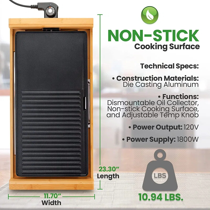 NutriChef NutriChef 2.95'' Smokeless Non Stick Electric Grill