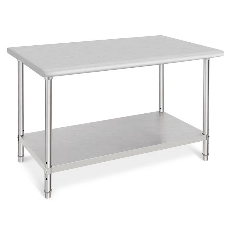 babevy Stainless Steel Table Commercial Work Table,NSF Three Layer Workbench Heavy Duty Prep Worktable