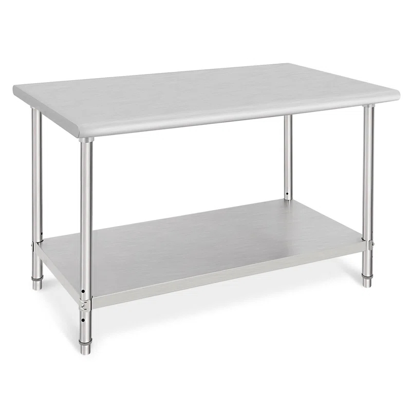 babevy Stainless Steel Table Commercial Work Table,NSF Three Layer Workbench Heavy Duty Prep Worktable