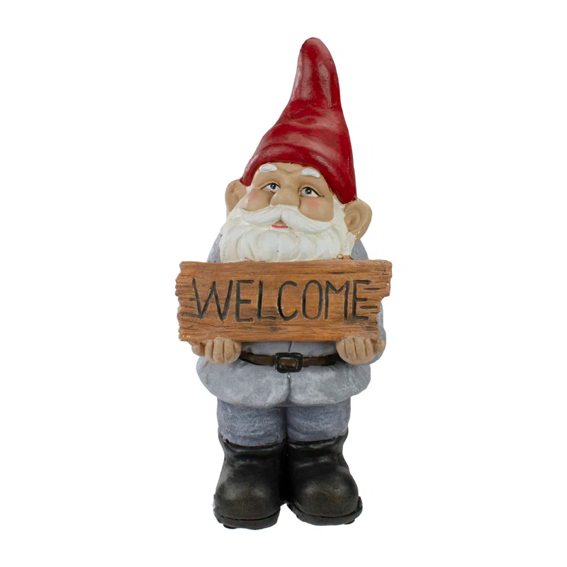 Northlight Seasonal 17" Gnome with Welcome Sign Outdoor Garden Statue