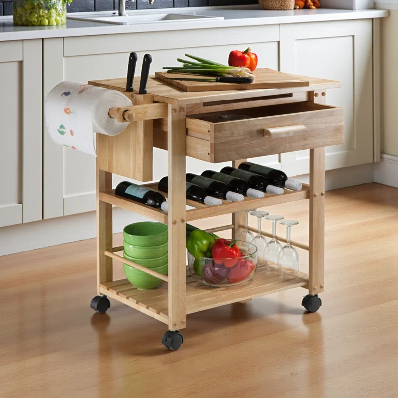 Millwood Pines Schulenburg Wood Kitchen Cart