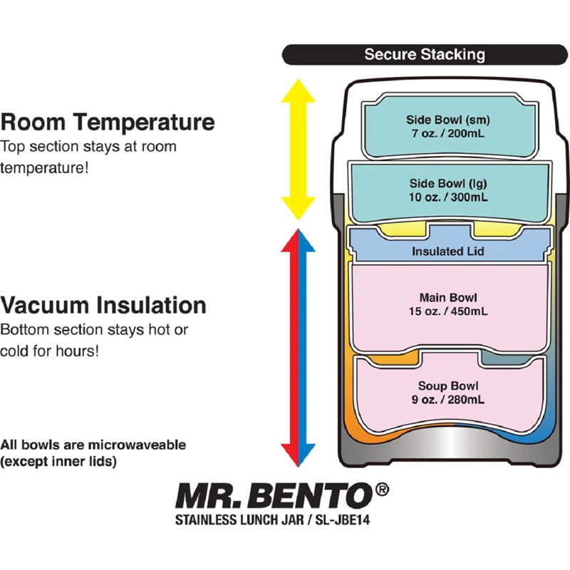 Mr. Bento® Stainless Steel 4 Container Food Storage Set