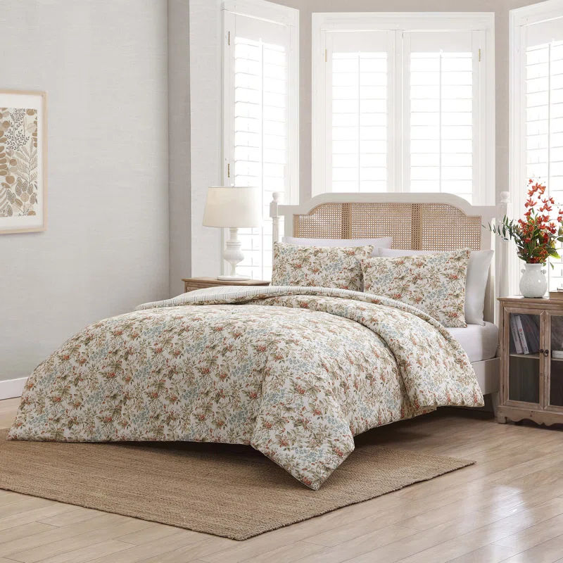 Laura Ashley Laura Ashley Bramble Floral Cotton Reversible Comforter Set