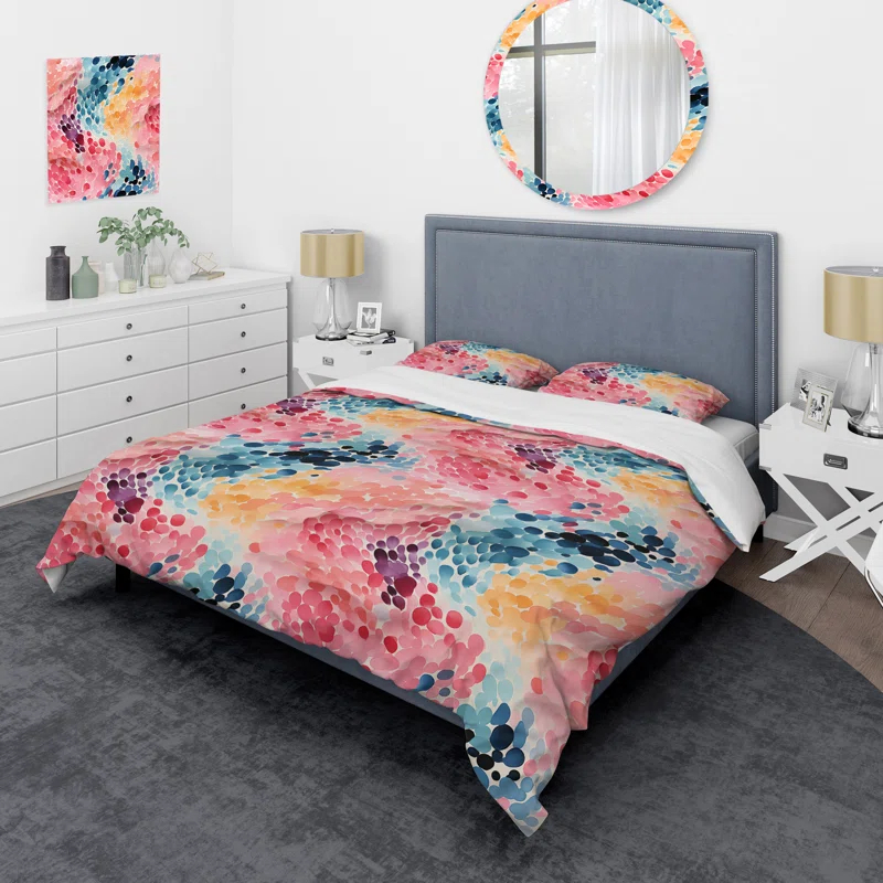 Watercolor Eccentricity Pink And Blue I No Abstract Duvet Cover Set