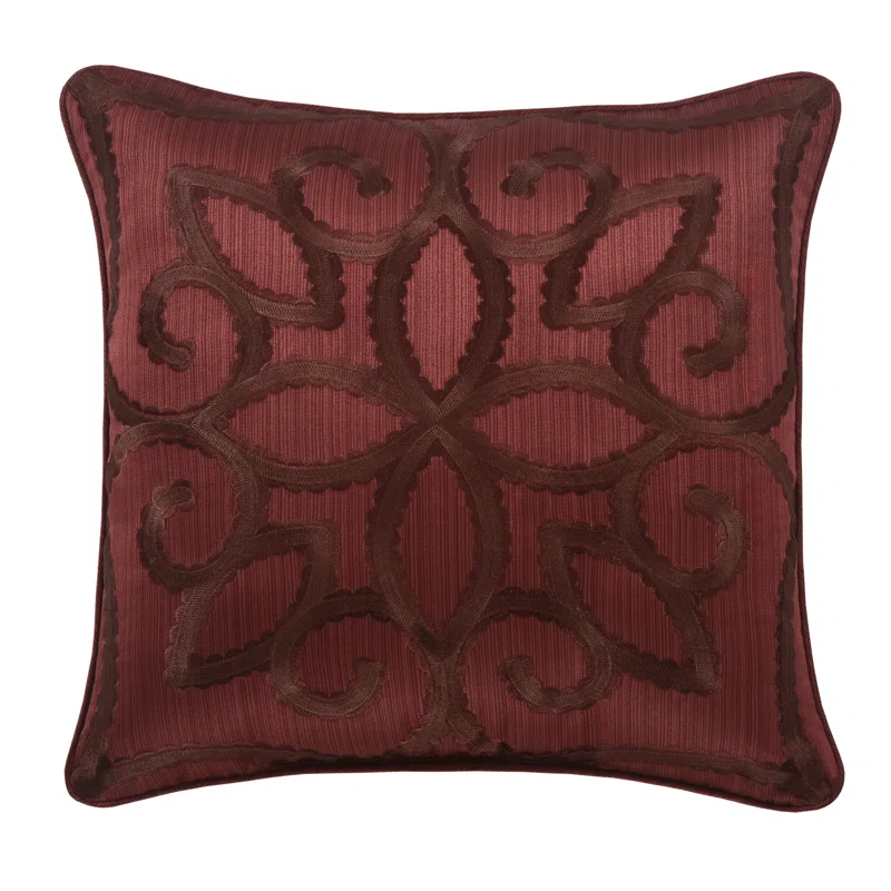 Five Queens Court Chianti 18" Square Embellished Decorative Throw Pillow