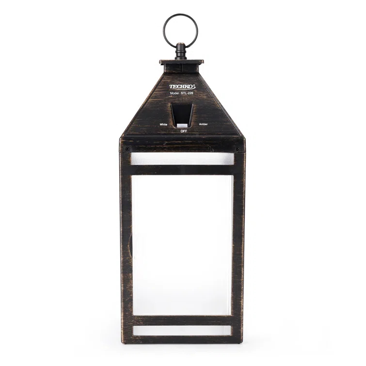 Techko 12.88 Outdoor Vintage Solar LED Lantern with Auto Dawn-to-Dusk Sensor