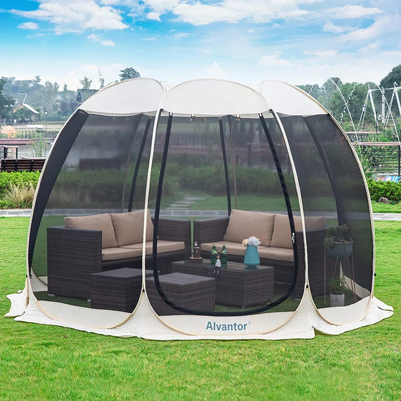 EighteenTek Fiberglass Patio Gazebo Pop Up with Screen Room Tents