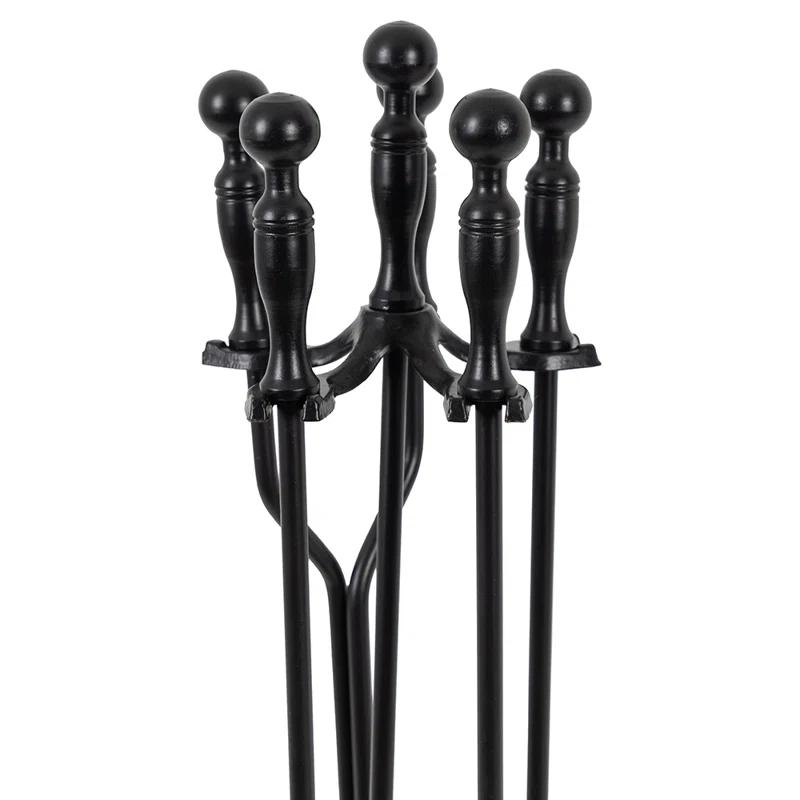 Modern Ember Cascade 5 Piece Fireplace Tool Set in Black