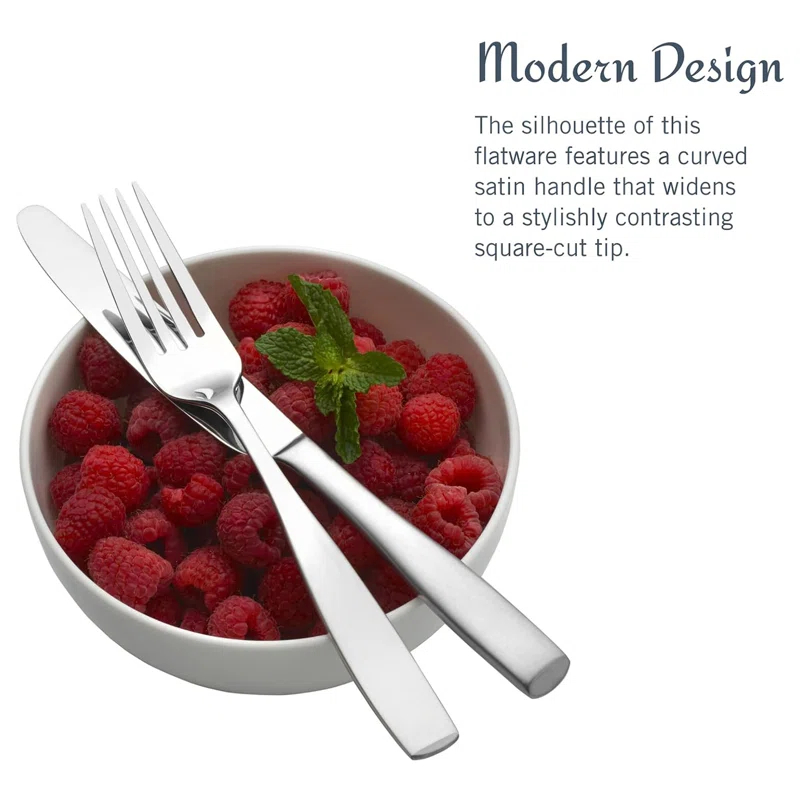 Hokku Designs Flatware Service for 12, 65 Piece Set, 18/10 Stainless Steel Silverware Set