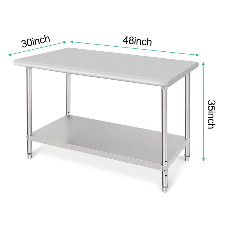 babevy Stainless Steel Table Commercial Work Table,NSF Three Layer Workbench Heavy Duty Prep Worktable