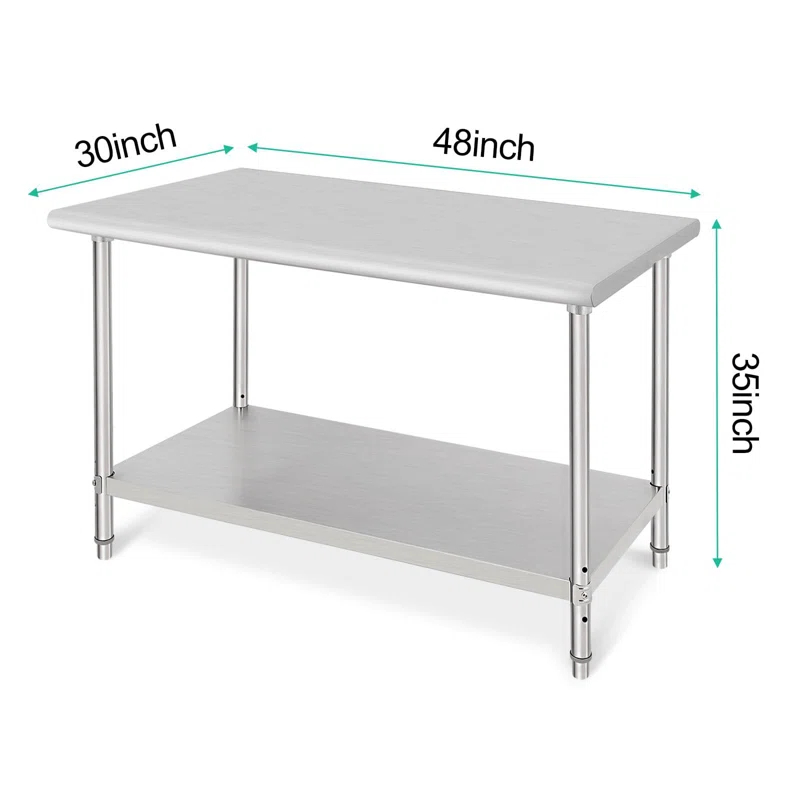 babevy Stainless Steel Table Commercial Work Table,NSF Three Layer Workbench Heavy Duty Prep Worktable